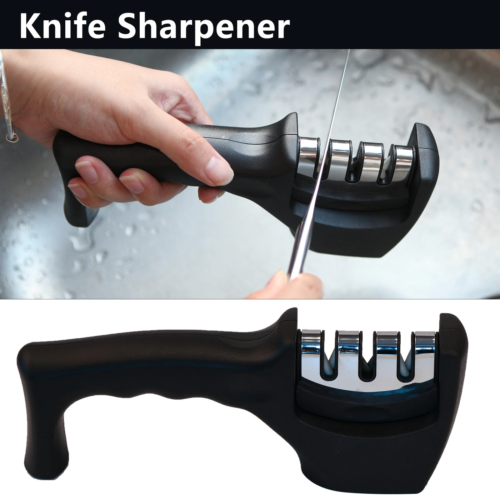 

Knife Sharpener 3 Stages Professional Kitchen Sharpening Stone Grinder Whetstone Tungsten Diamond Stainless Steel Ceramic Tool