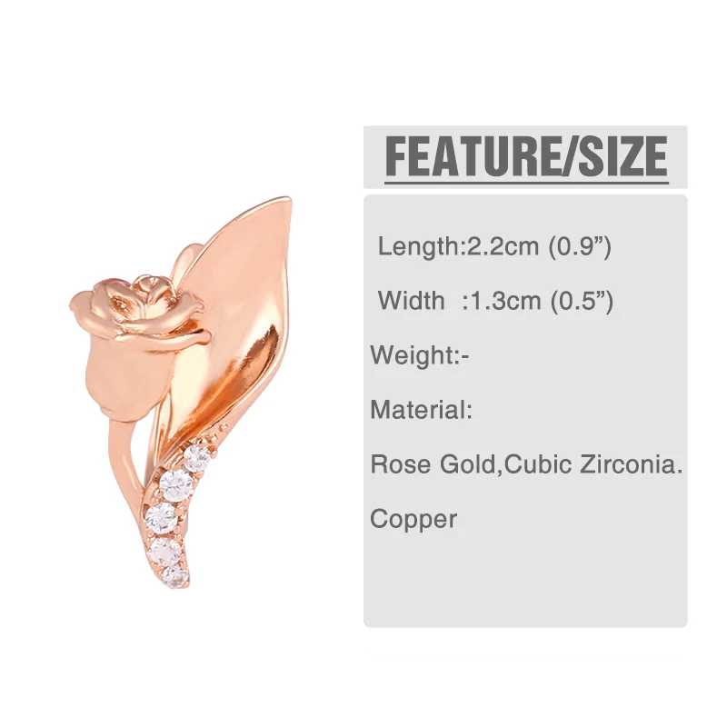 Новинка серьги для помолвки с розовым цветком из циркония и золота 585 свадебные