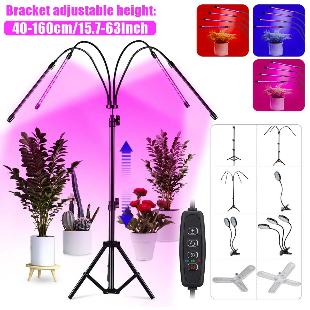 

50000 Hours LED Grow Light Full Spectrum USB Phyto Lamp With 3 Modes Timing Function For Indoor Flowers Plants Growth Lighting