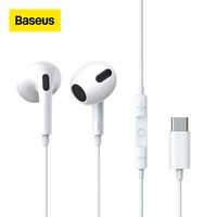baseus in ear wired earphone c17 type c with mic wired headphones for xiaomi samsung note 10 note 20 s21 s20 cellphone headsets
