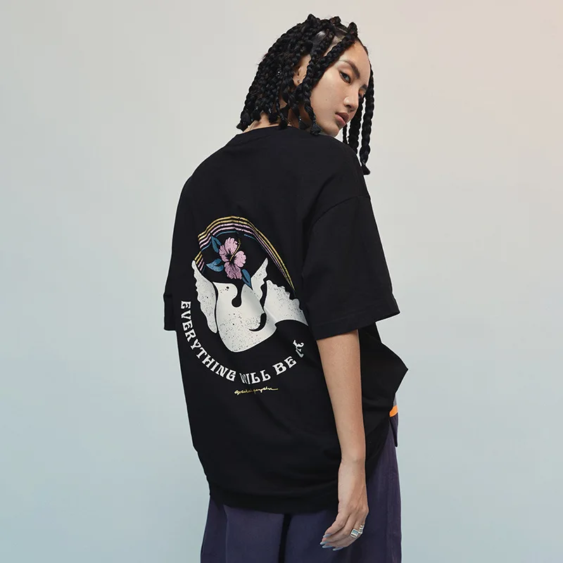 

Men T Shirt Hip Hop 2021 Streetwear Tshirt Peace Dove Print Harajuku Summer Short Sleeve T-Shirt Cotton Tops Tees Oversize