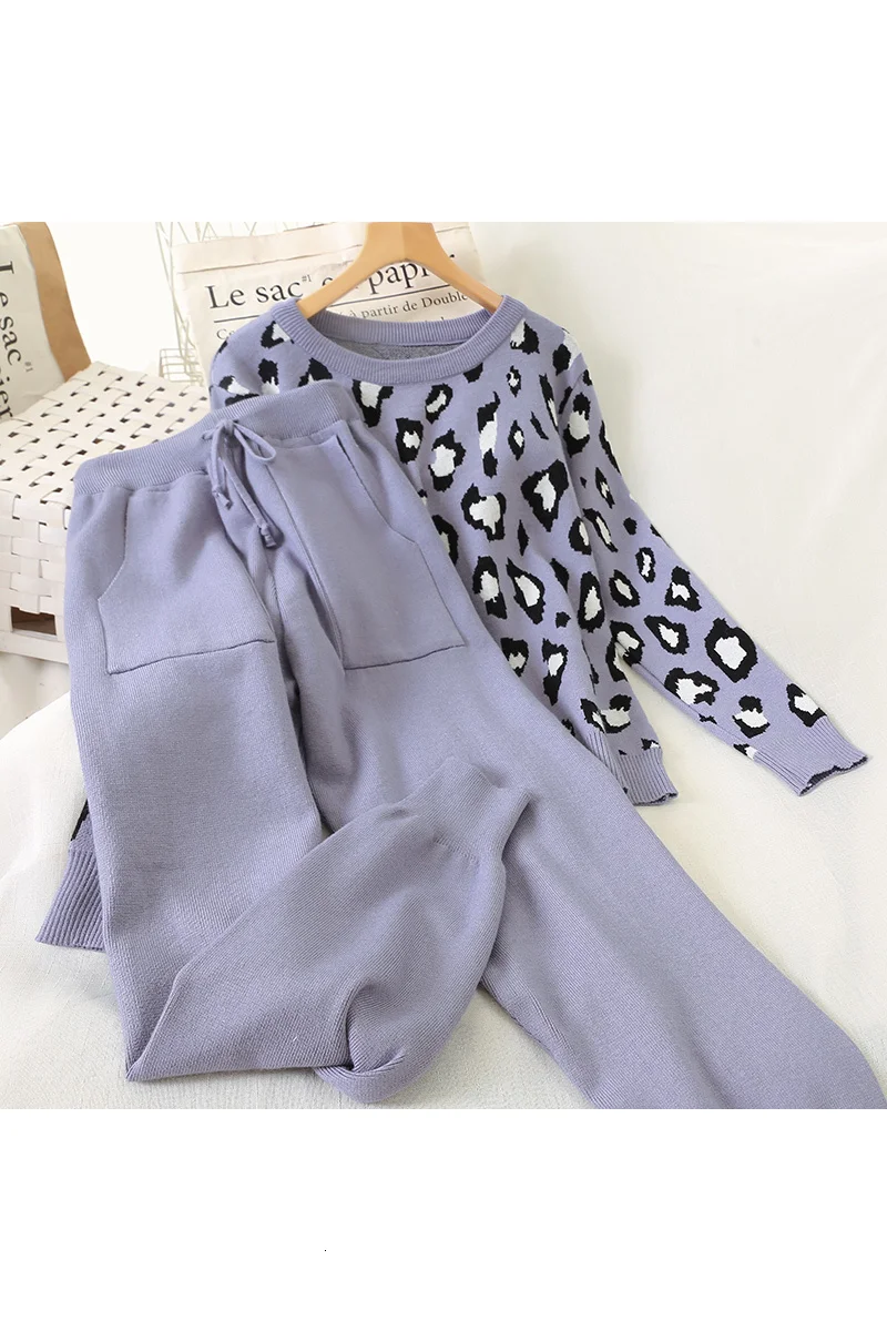 LANMREM 2019 свободный свитер с круглым вырезом Леопардовый пуловер + повседневные