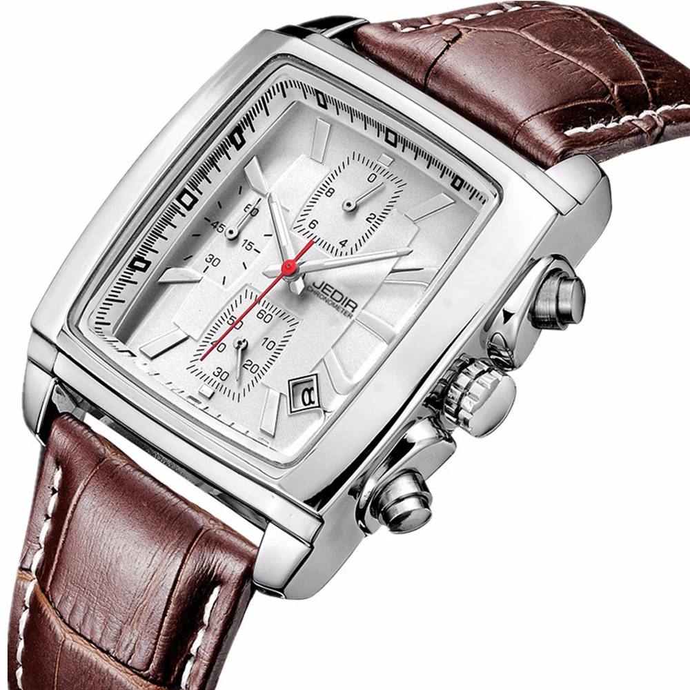 Серебряные часы Топ бренд Мужские с хронографом спортивные водонепроницаемые