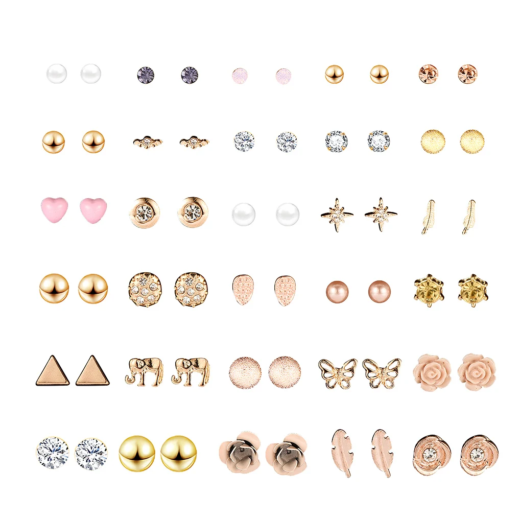 30 пар женских носков из акрила с украшением в виде кристаллов маленькие серьги