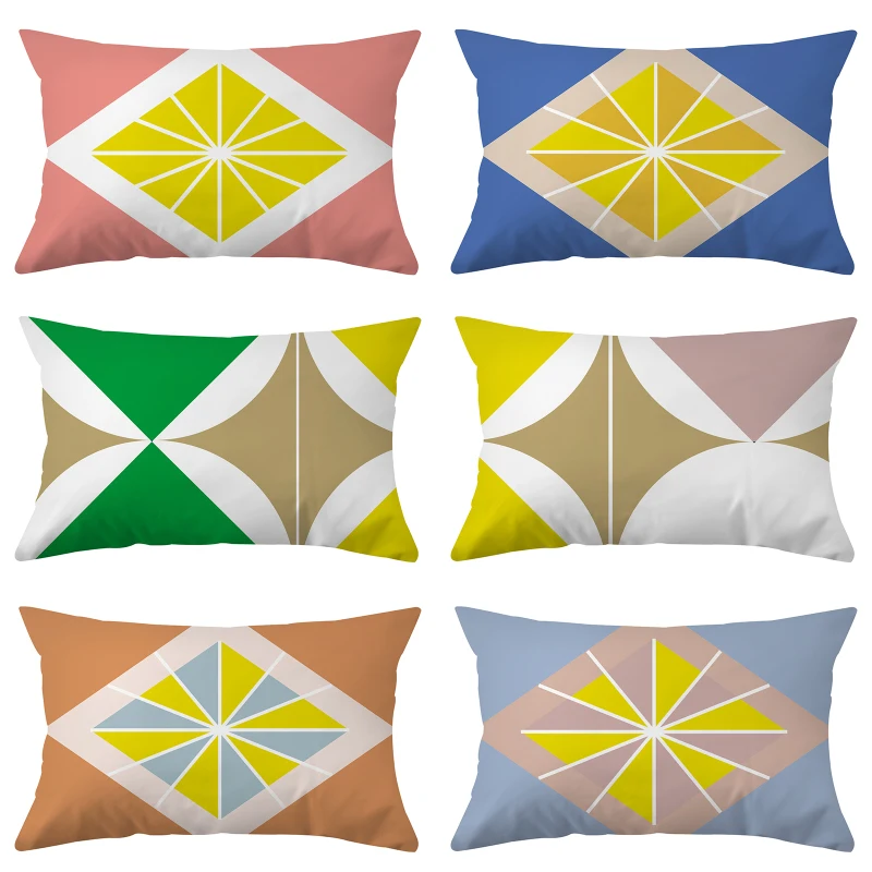 

Rectangle Geometric Throw Pillows Yellow Pink Colorful Pillow Cases For Living Room Sofa Cushion Cover Almofada 45x45cm