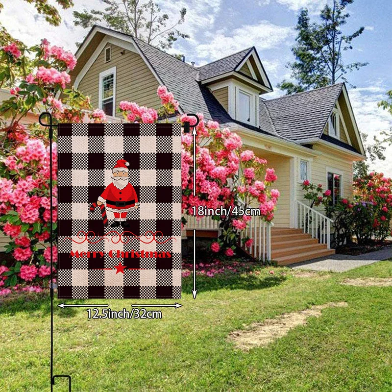 Merry Christmas Garden Flag Outdoor Decorations Porch Door Banner Hanging Ornament for Home Xmas Navidad 2022 New Year | Дом и сад