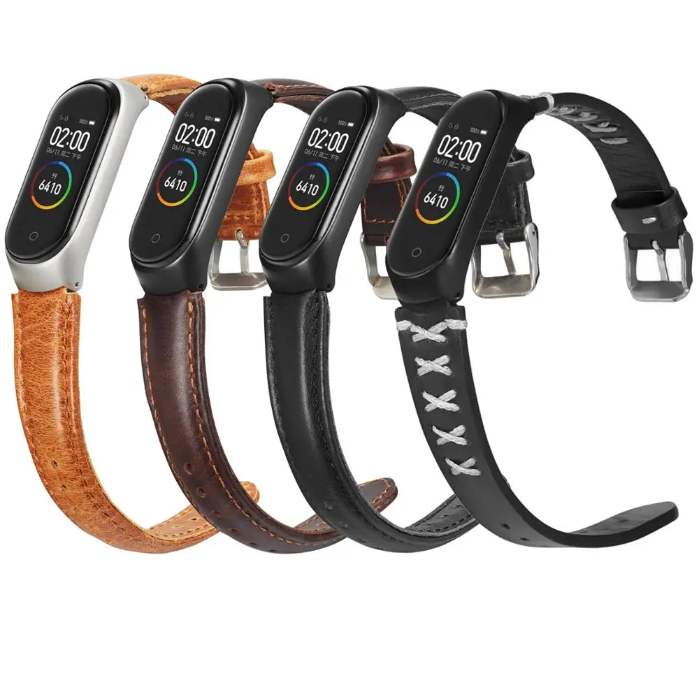 Fashion Soft Watchband For Xiaomi Mi Band 3 4 leather Bracelet Strap Wristband MIband mi band Watch Replacement | Наручные часы