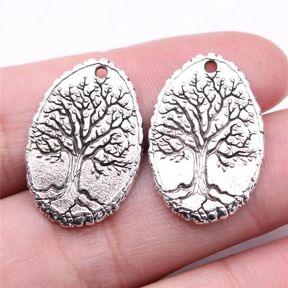 

WYSIWYG 10pcs Charms 26x17mm Life Tree Charms Pendant Antique Silver Color For Jewelry Making DIY Jewelry Findings
