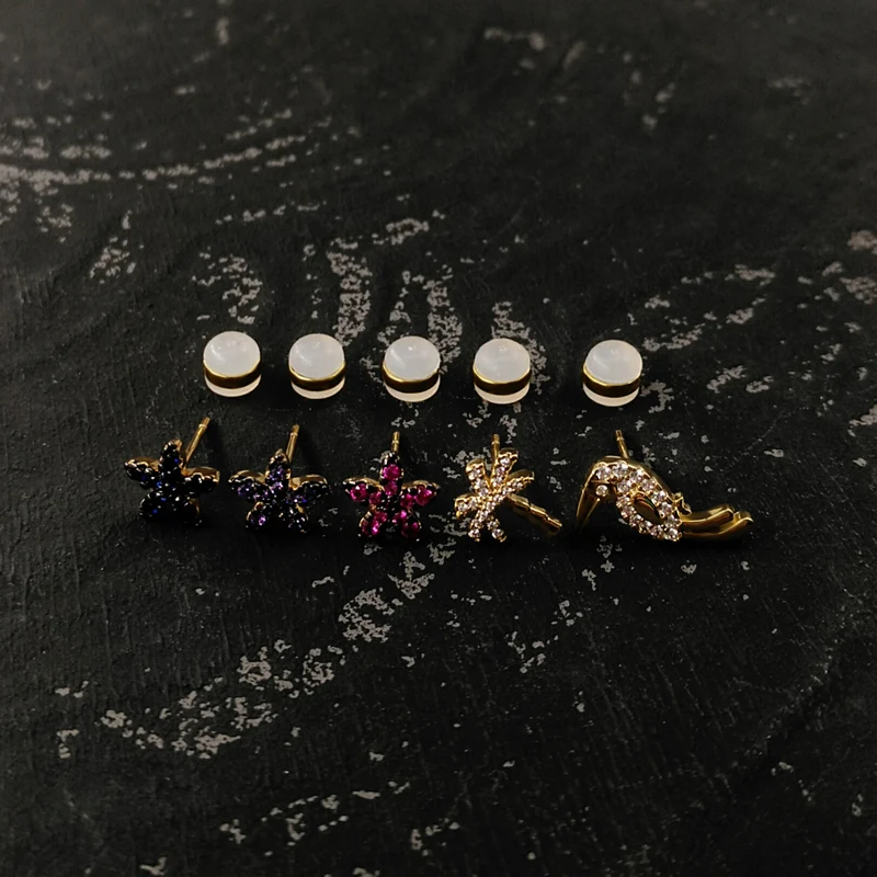 

925 Sterling Silver Earring For Women One Week Earrings Flower Fish Starfish Earring Set Golden Luxury Brand Monaco Jewelry Gift