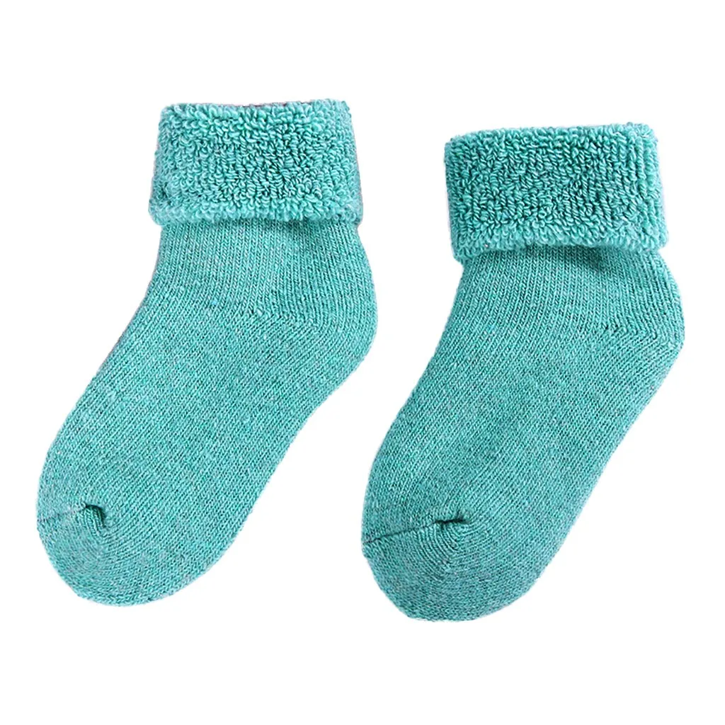 Носки для малышей зимние Утепленные шерстяные носки с отворотами маленьких