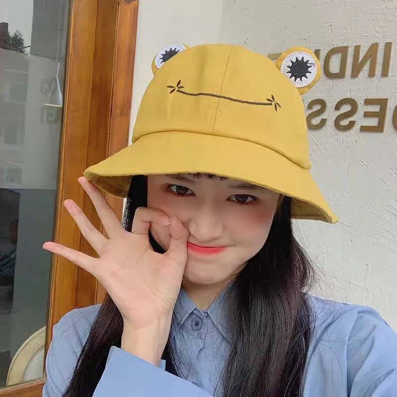 

Summer Autumn Child-Parents Frog Bucket Hat for Women Plain Female Panama Outdoor Hiking Beach Fishing Sunscreen Woman Bob Caps