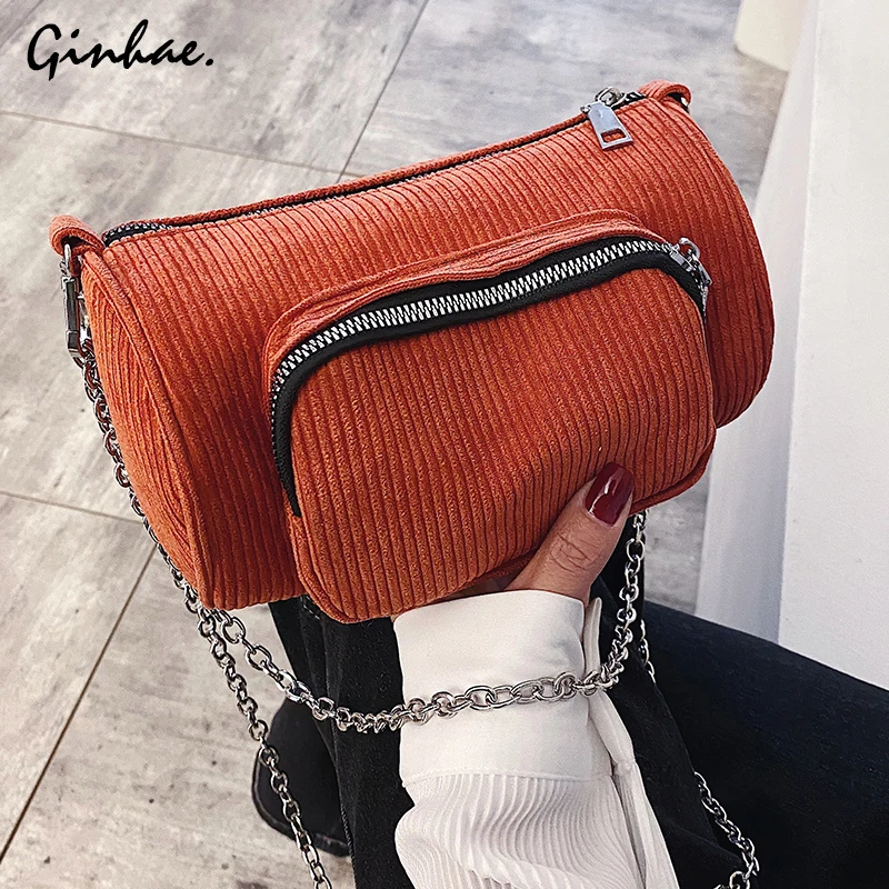 Модная Вельветовая сумка на плечо роскошная стеганая с цепочками Женская