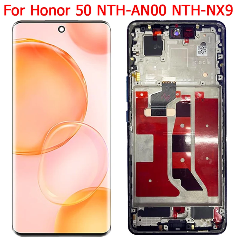 

Новый оригинальный дисплей для Honor 50, ЖК-экран с рамкой OLED 6,57 дюйма, Honor 50 NTH-NX9 NTH-AN00, сенсорный ЖК-дисплей