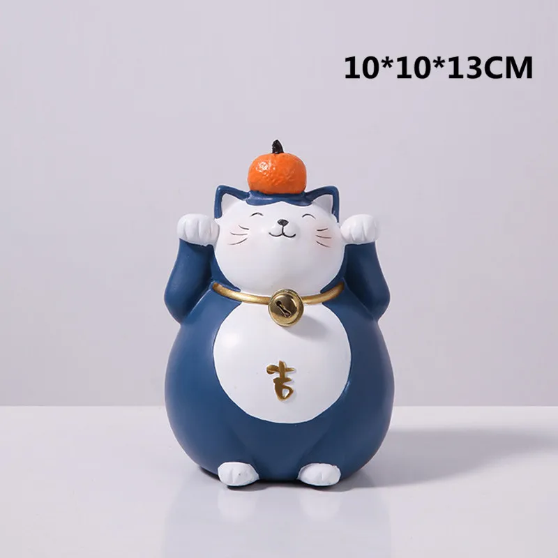 

NORTHEUINS Resin Lucky Cat Figurines Modern Animal Statue Ornament Souvenirs for Home Desk Decoration Living Room Interior Decor