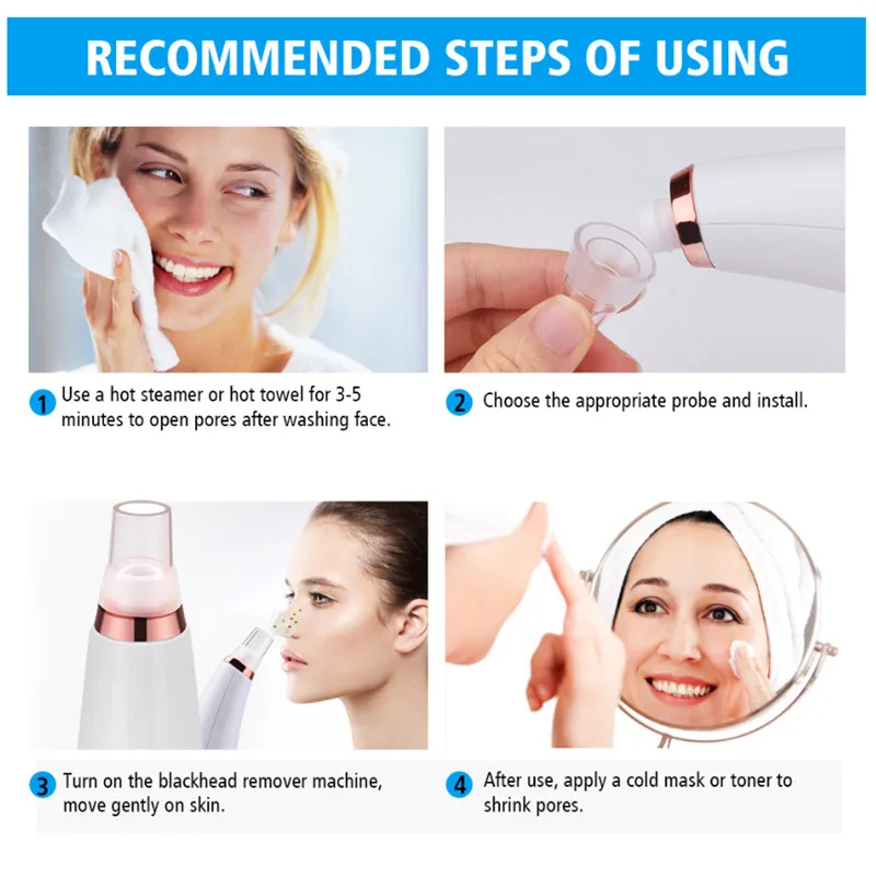 

USB Rechargeable Blackhead Remover Extractor Face Pore Vacuum Skin Care Pimple Remover Tool Multifunctional Cleaning Instrument
