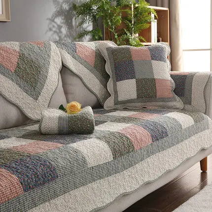 Four seasons cotton non-slip sofa cushion, fabric garden cushion, universal sofa towel cover