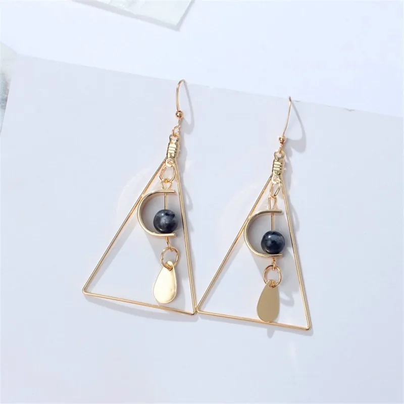 2018 Fashion Vintage leaves hollow Triangle marble earrings Round Geometric Asymmetric Earrings Women's Party Jewelry brincos |