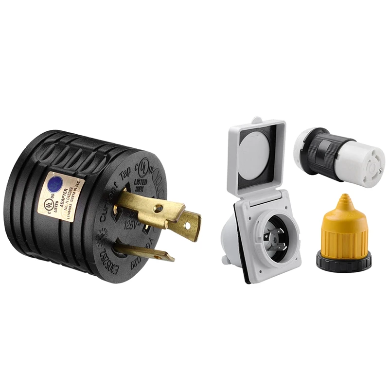 Adapter 3-prong 30a Male To 30a Female Rv Power Plug
