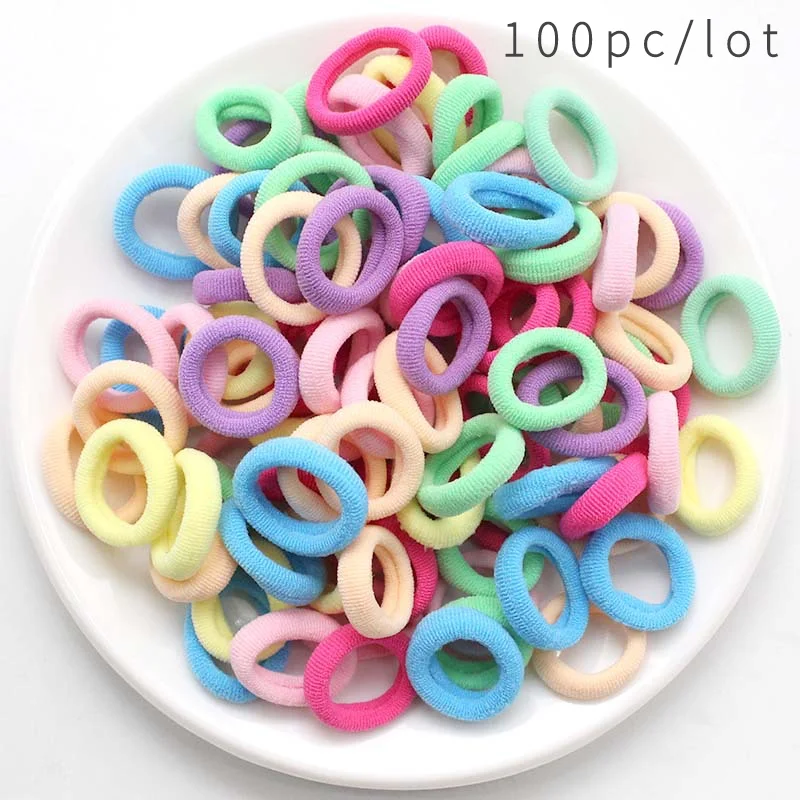 

100 Pcs/lot kids hair rope Hair Accessories Scrunchy Elastic Hair Bands Girls decorations Headbands Rubber Band for girls hair