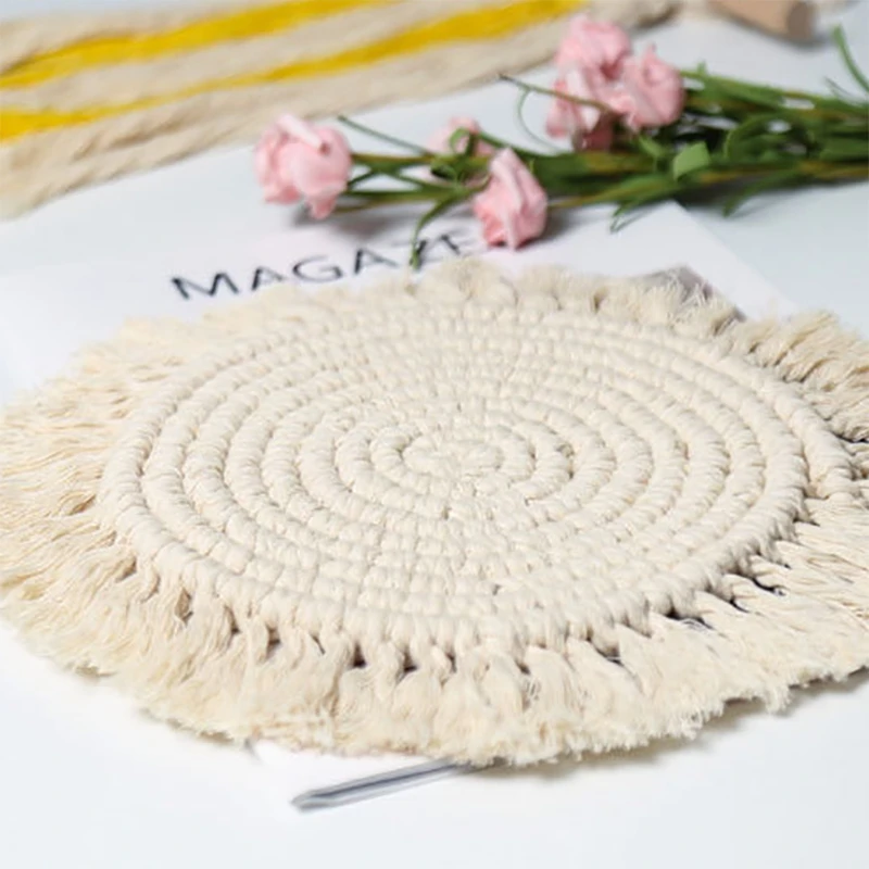 Bohemian Cup Mat Heart Shape Tablecloth DIY Placemat Non-Slip Insulated Table Protector Pad Kitchen Accessories |