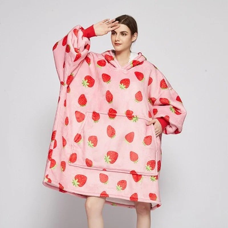 

Флисовое одеяло с капюшоном для женщин, светящаяся Толстовка большого размера, свитшоты, теплое одеяло с рукавами