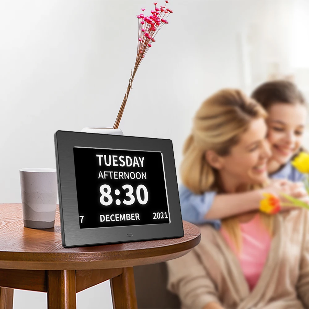 8-дюймовые цифровые часы Demantia с металлической рамкой и мультиязыковым