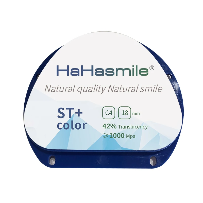 ST+ Color Zirconia AG C4 Hahasmile CAD CAM Dental Pre Shaded Zirconia Block Blank High 42% Translucency Vita 16 Shaded zirconia