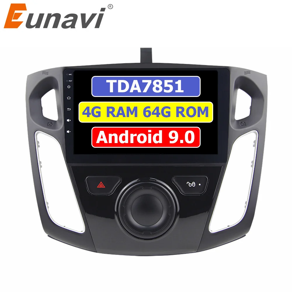 Автомобильный мультимедийный плеер Eunavi 2 din Android 9 Автомагнитола для Ford focus 2012 2015