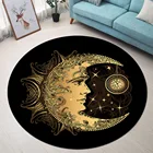 Круглый ковер в стиле бохо для гостиной, компьютерное кресло, коврик для портрета Луны, черный напольный коврик для гардеробной и ковров