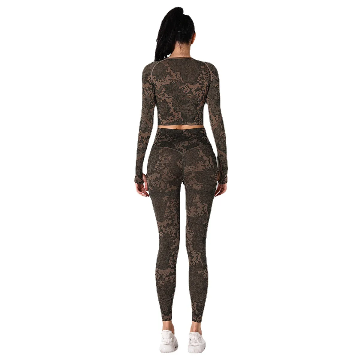 

Women's 2PCS Sports Seamless Sets Women Camouflage High Waist Fitness Push Up Leggings Running Quick Dry Gym Workout Tracksuit