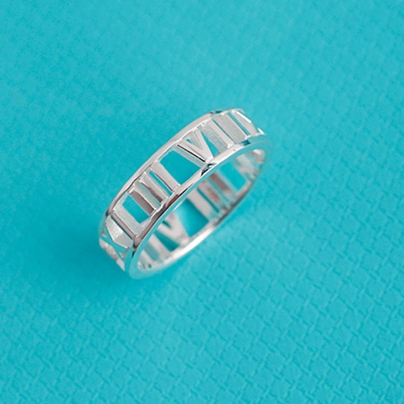 

DOYUBO European 925 Sterling Silver Roman Numerals Rings For Man & Woman Trendy Pure Silver Letter Wedding Ring Jewelry VB423