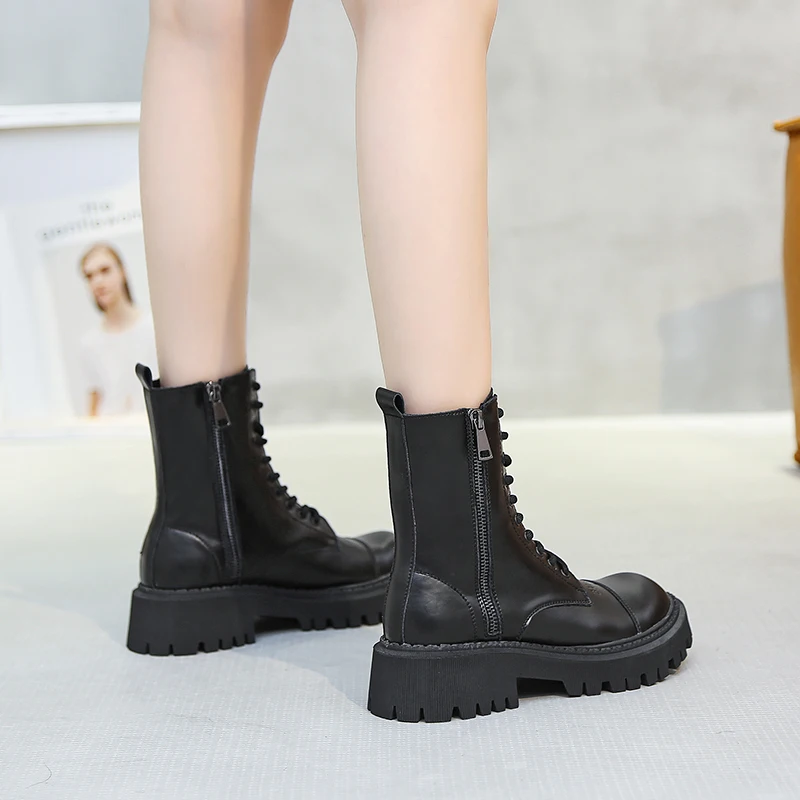 Женские ботильоны на платформе 2020 модные кожаные готические ботинки в