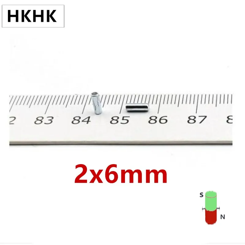 

HKHK 100-1000 шт Мини Магнит Dia.2x6 мм Мини магнитный датчик 2 мм x 6 мм Сильный магнитный стандарт 2x6 мм