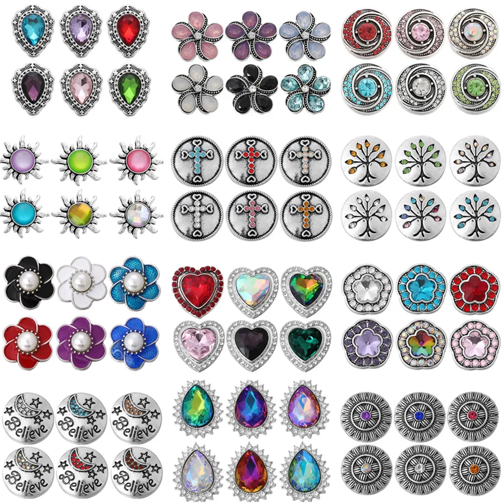 6 шт./лот цветов кнопки ювелирные изделия смешанные металлические 18 мм со
