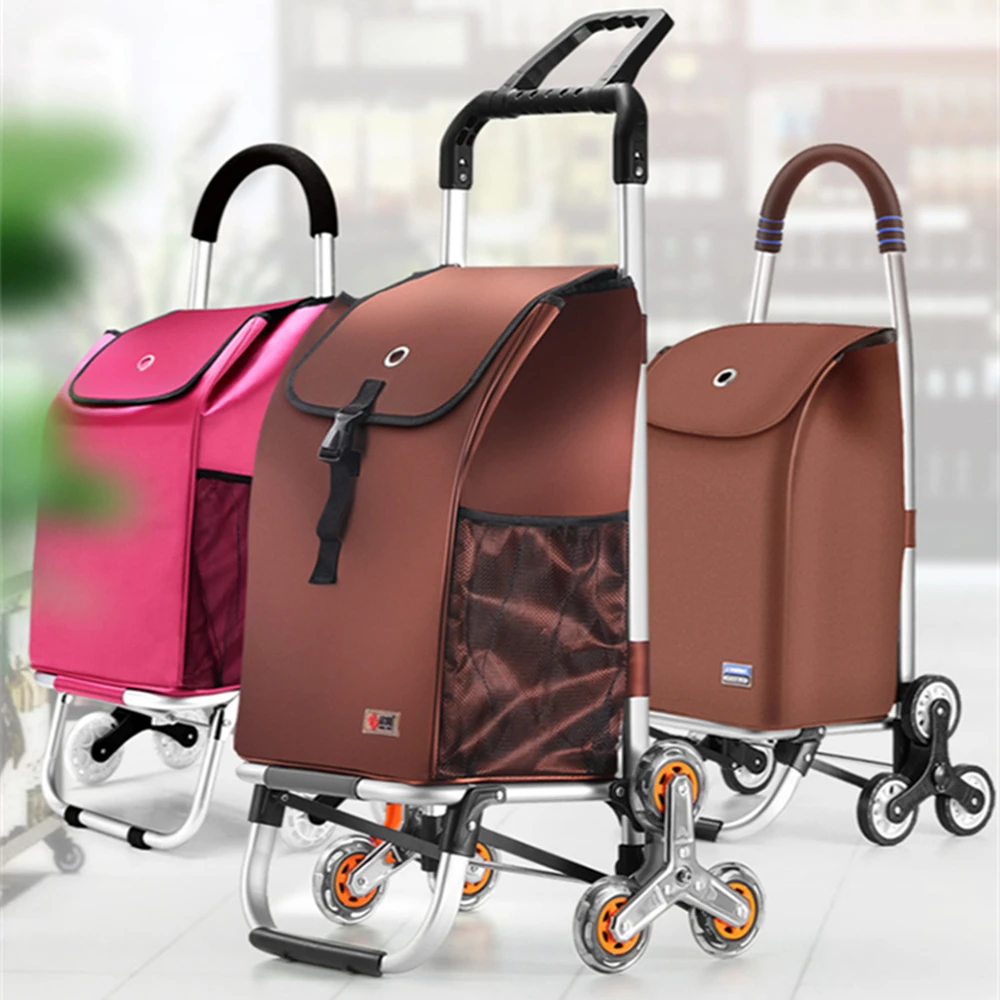 

LISM Folding Carts Heavy Duty Shopping Cart Utility Lightweight Stair Climbing Wheels Aluimum Alloy Removable Waterproof Bag