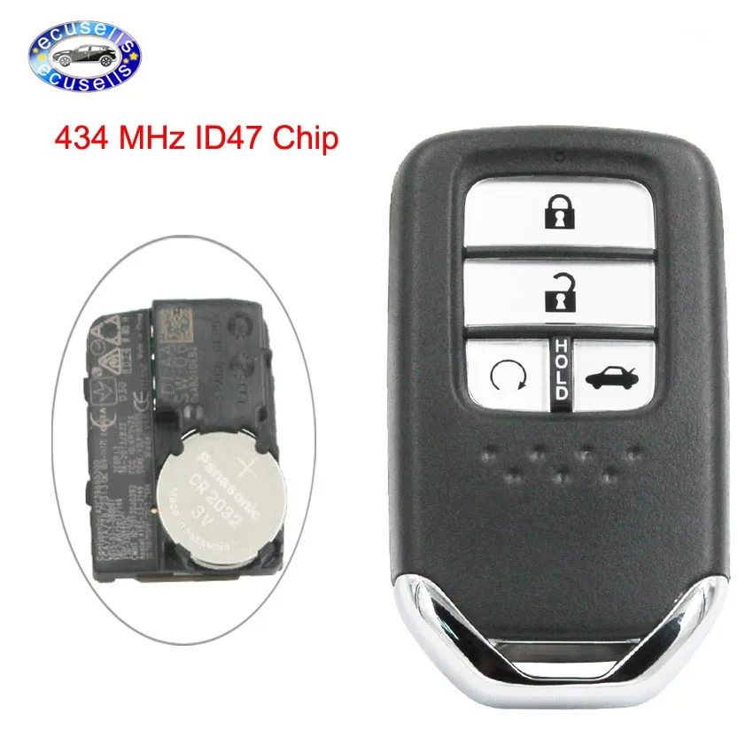 4 кнопки Smart Remote Key Keyless Entry Fob 434 МГц с 47 чипом для Honda Civic 2015 2016|chip honda civic|chip hondachip keys |