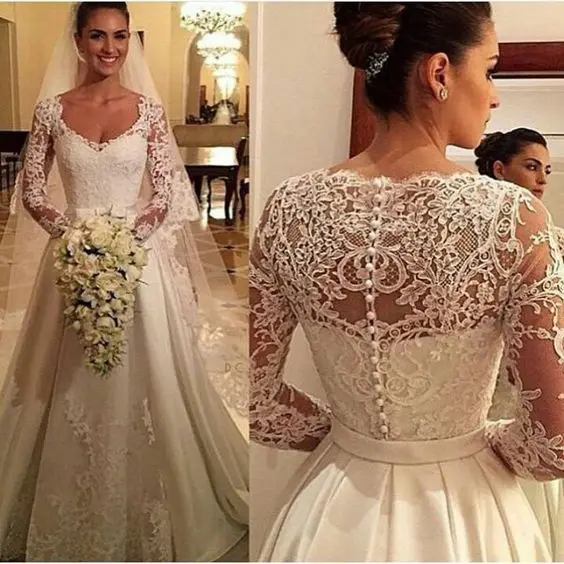 Свадебное платье с длинными рукавами в Саудовской Аравии Кружевное принцессы