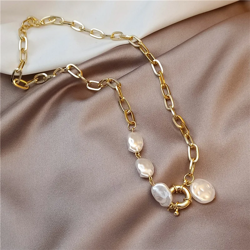 Женское металлическое колье Goth Pearl ожерелье золотого цвета с подвесками-лассо