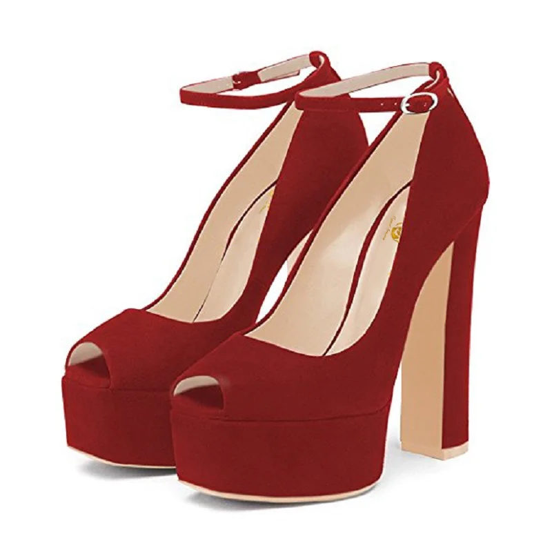 Женские туфли-лодочки на платформе с открытым носком квадратном каблуке размеры