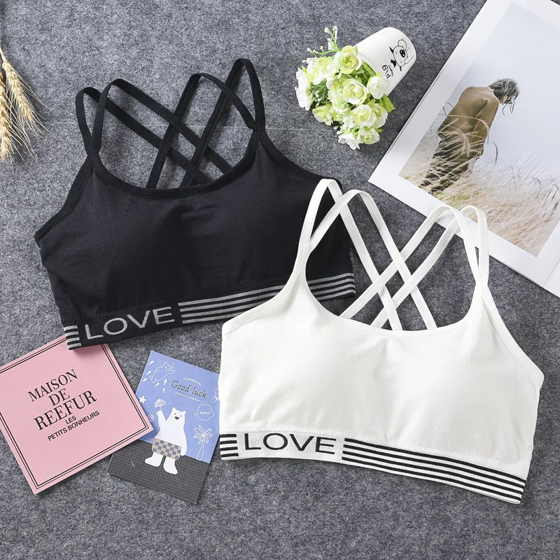 Женский спортивный бюстгальтер с надписью черно-белый для фитнеса йоги бега |