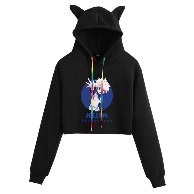 

Anime shirt Hunter X Hunter Hoodies Kpop Women Sweatshirt Harajuku Manga Cat Ears Pullover Autumn Winter Girl's Crop Tops