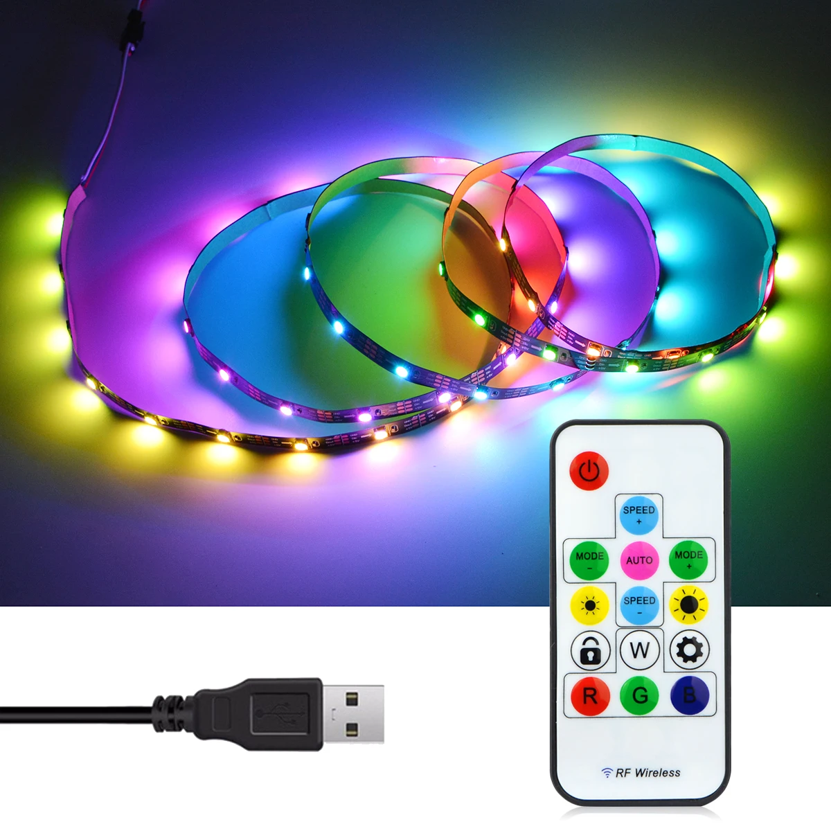

USB 5V WS2812 LED Strip Light Festoon RGB Neon LED Tape 1m 2m 3m 4m 5m Dream Color Led Ribbon Home Room Wall Decor TV Backlight