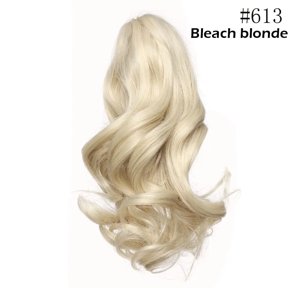 bleach blonde SNOILITE 12 дюймов коготь клип в хвостик волосы удлиняющие синтетические Короткие волнистый хвост волосы для волос стиль шиньон для женщин - Цвет: bleach blonde