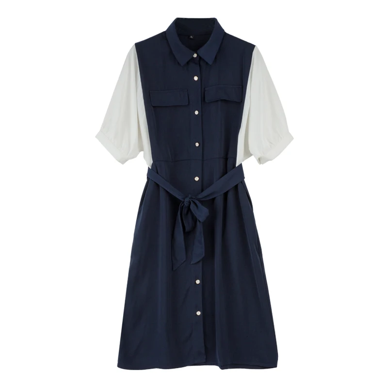 

New fashion plus-size dress new summer shirt collar dress 2358