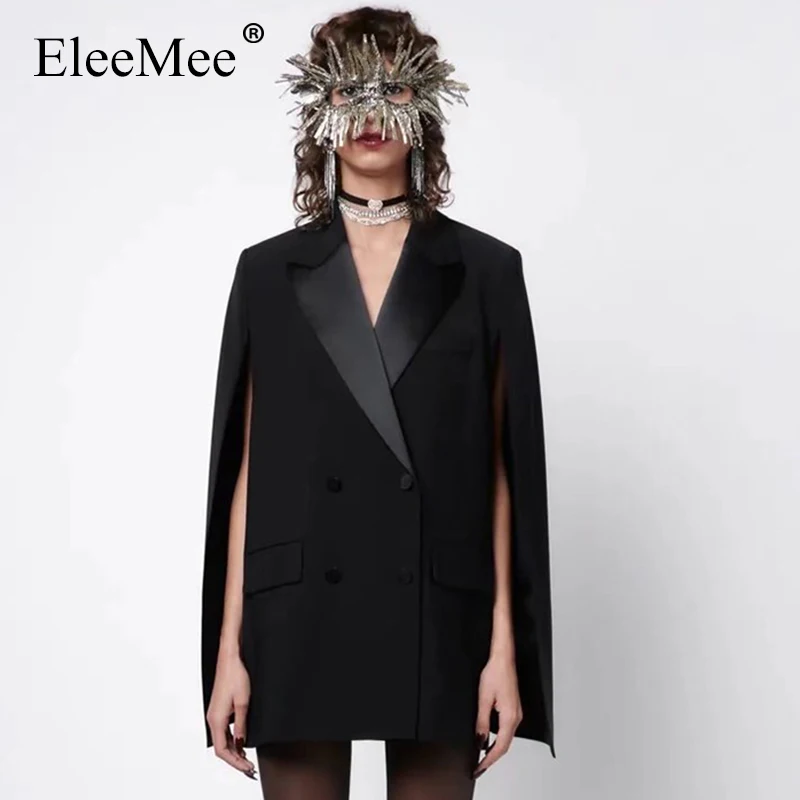 Женский блейзер EleeMee в стиле пэчворк двубортный стильный пиджак с откидным