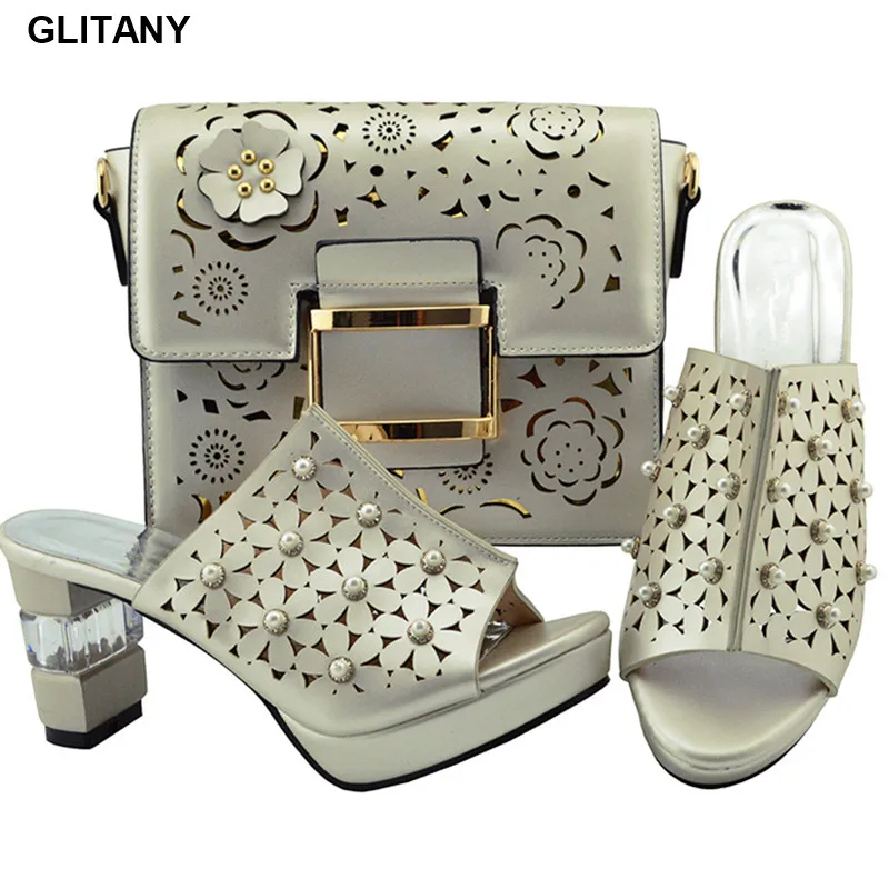 Новинка 2018 Женская Роскошная обувь и сумка для Нигерии женская вечеринки