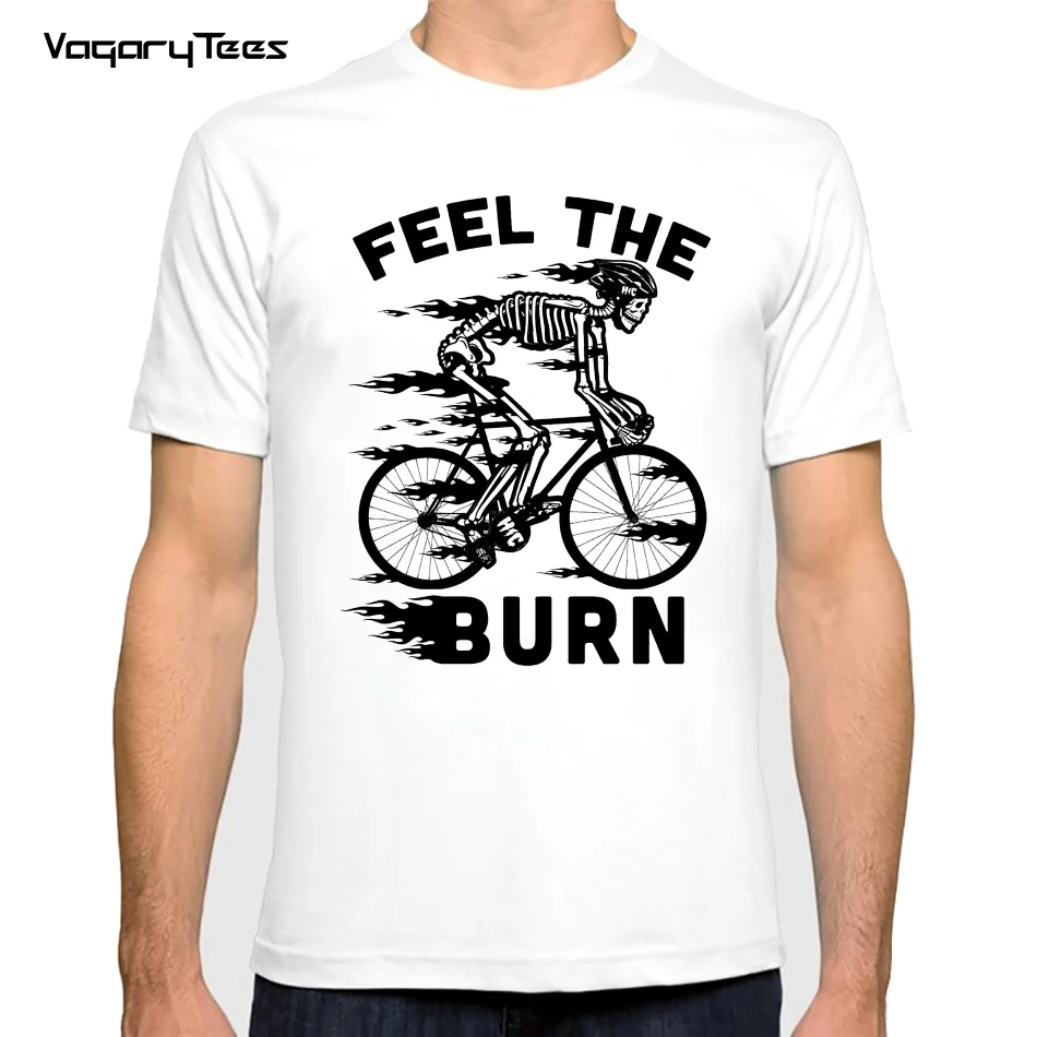 

Summer Track Bike Art Classic T-Shirt Fixed Gear Bicycle Shirt feel the burn Cycling Print Men Short Sleeve Boy Casual Top Tees