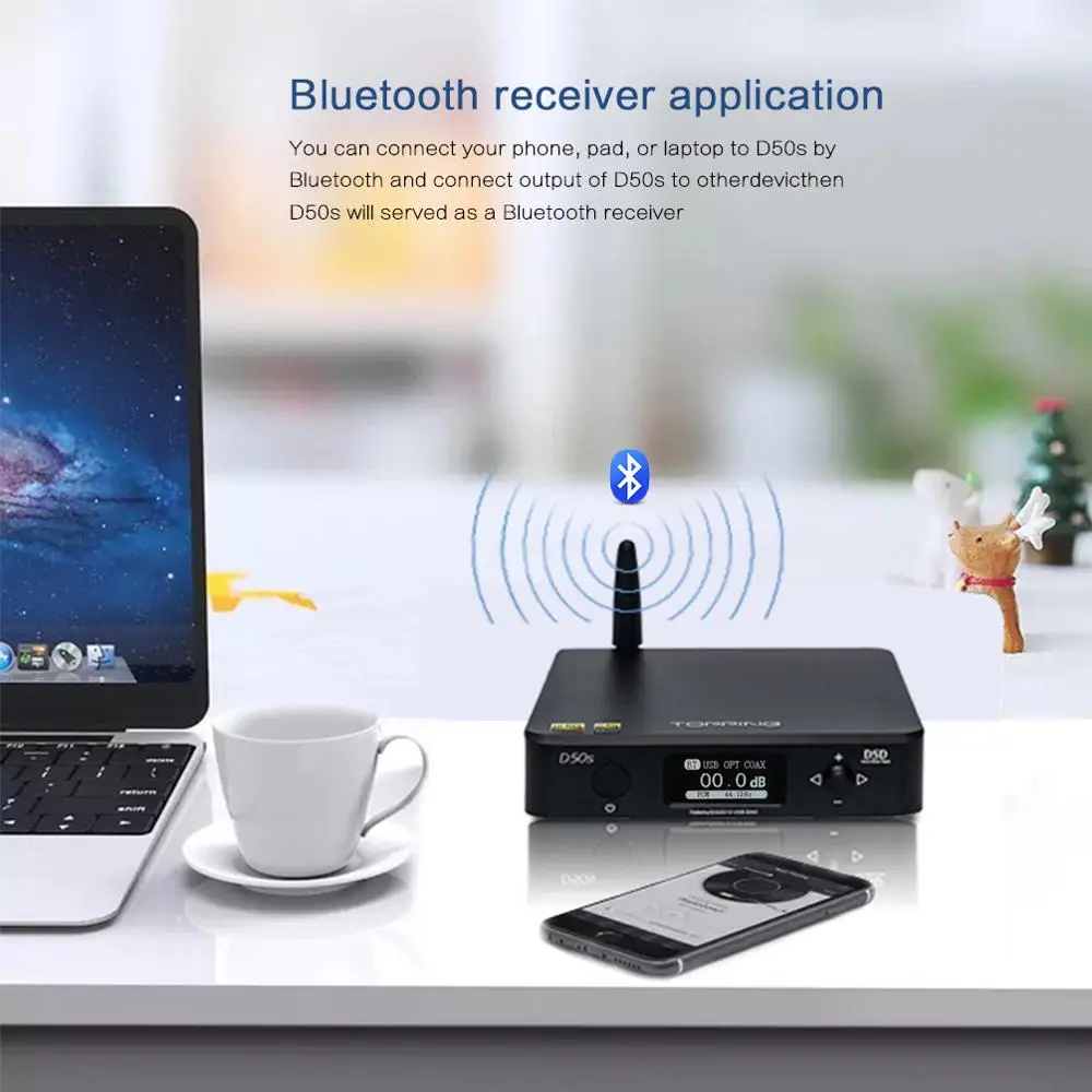 Настольный Hi Fi декодер TOPPING D50S Dual ES9038Q2M Bluetooth 5 0 USB DAC PCM 32 бит/768k DSD512 DOP64