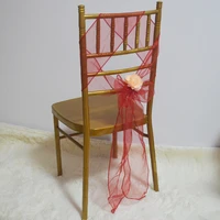 organza chair sashes romantic wedding chair covers christmas birthday banquet hotel chair band knot bow decoration for party