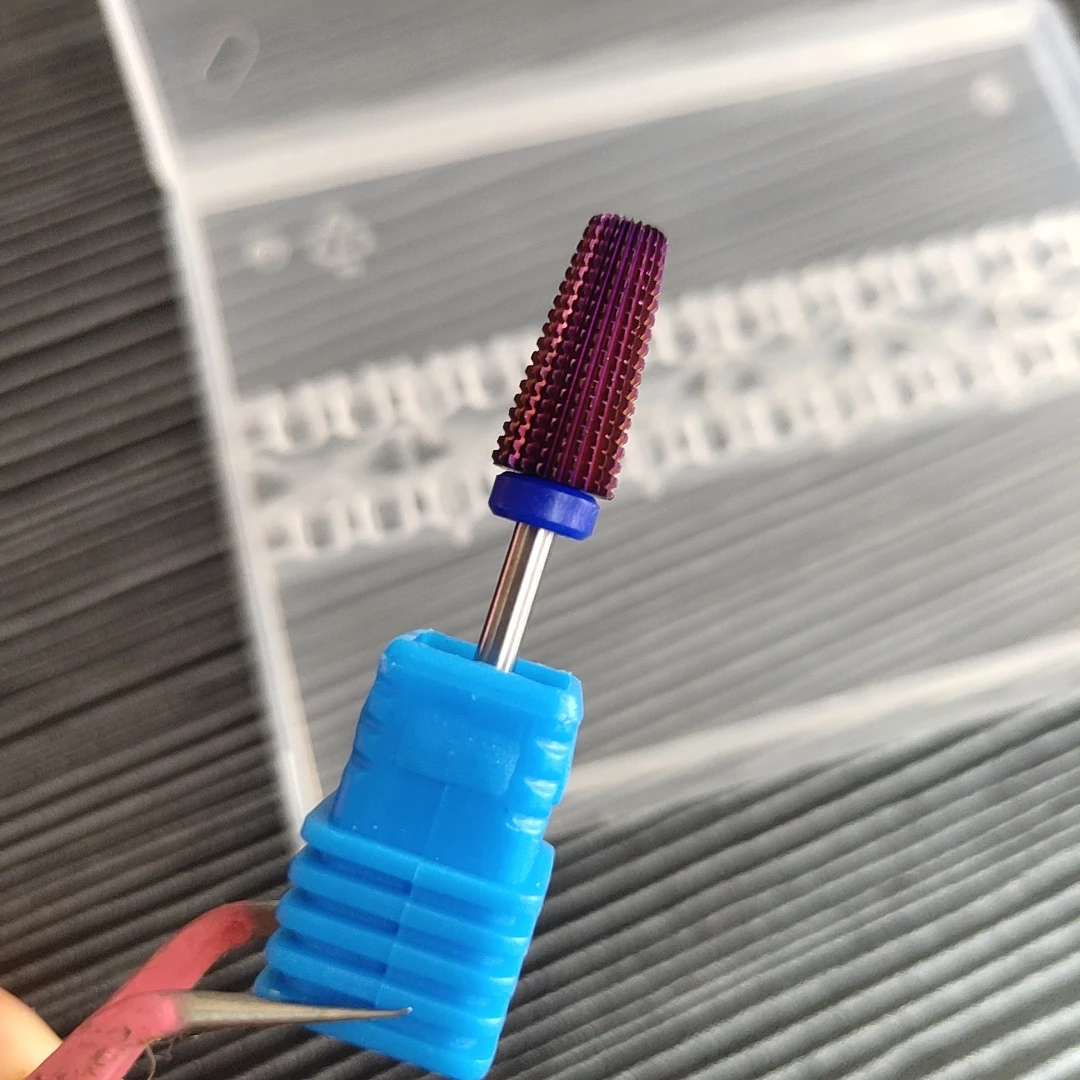 7pcs/set New Purple 5in1 Tapered Safety Carbide Nail Drill Bits With Cut Drills Carbide Milling Cutter For Manicure Remove Gel